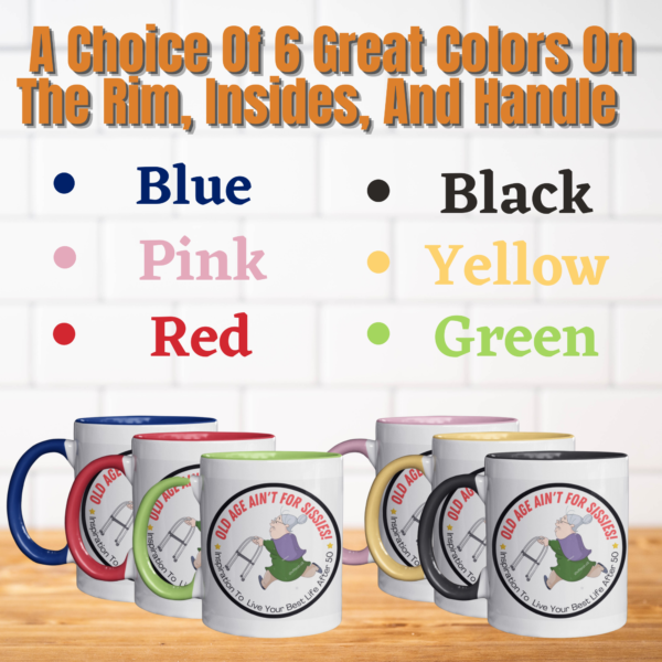 "Senior Citizens Texting"-11oz Coffee Mug In A Choice Of 6 Colors. - Image 4